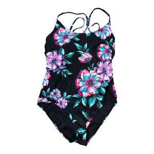 Eco Beach Black And Floral One Piece Swimsuit Size XL